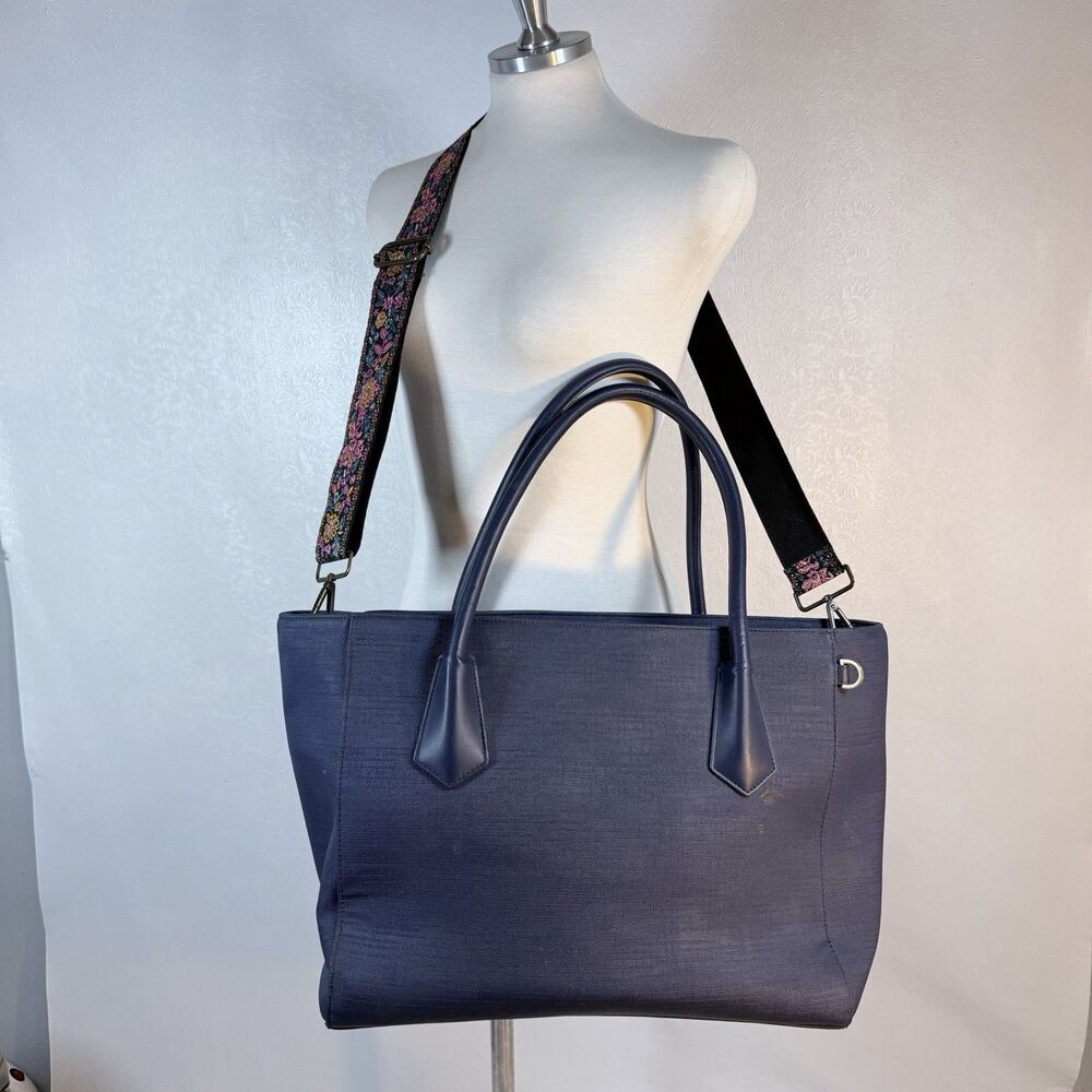 Dagne Dover Signature Navy Tote READ DAMAGE